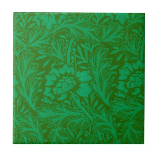 Carreau Anémone dans Forest Green, un motif de William Mor (Devant)