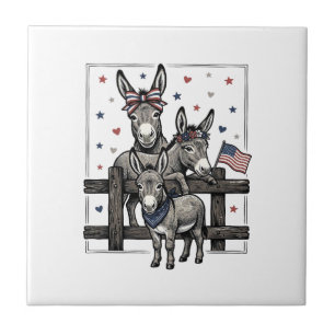 Carreau Ânes patriotiques conception de chemise vintage 4