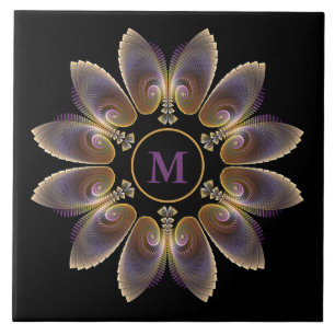 Carreau Ange Abstraite ailes Mandala Monogramme fractal