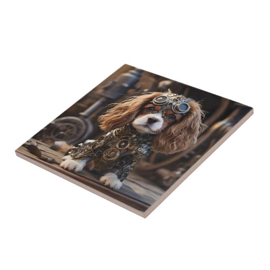 Carreau Ange Chiot Cavalier Espagnol Steampuné, (Côté)