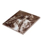 CARREAU ANGE EN SÉPIE BROWN ET BLANC (Côté)