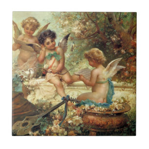 Carreau Angels de musicien par Hans Zatzka, Art Victorien