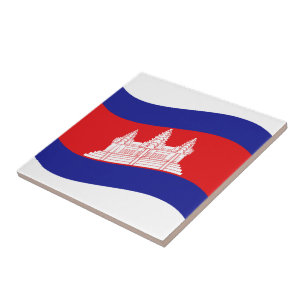 Carreau Angkor Vat Drapeau Cambodgien Vague