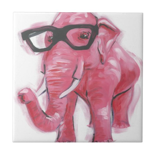 Carreau Animal Dapper | Eléphant Rose Dans Les Lunettes De (Devant)