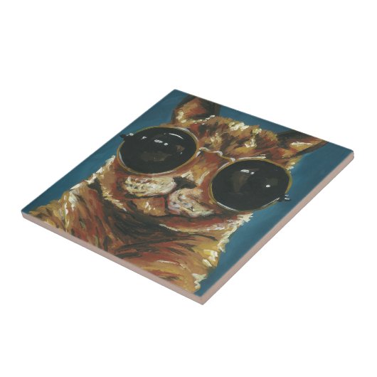 Carreau Animal Dapper | Kitty dans les lunettes de soleil (Côté)