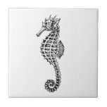 Carreau Animal vintage d'océan de mer d'hippocampe<br><div class="desc">Animal vintage d'océan de mer d'hippocampe. Cadeau parfait pour ceux recherchant quelque chose rustique,  pointue et unique.</div>