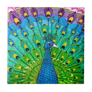 Carreau Animation d'oiseau de paon