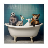 Carreau Animaux amusants dans la salle de bain (Devant)