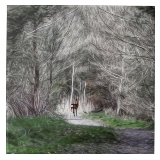 Carreau Animaux de forêt de région boisée d'imaginaire (Devant)