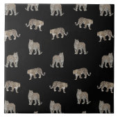 Carreau Animaux de la jungle léopard doré noir moderne (Devant)