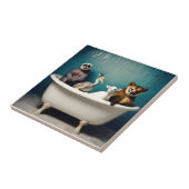 Carreau Animaux drôles dans la salle de bain (Côté)