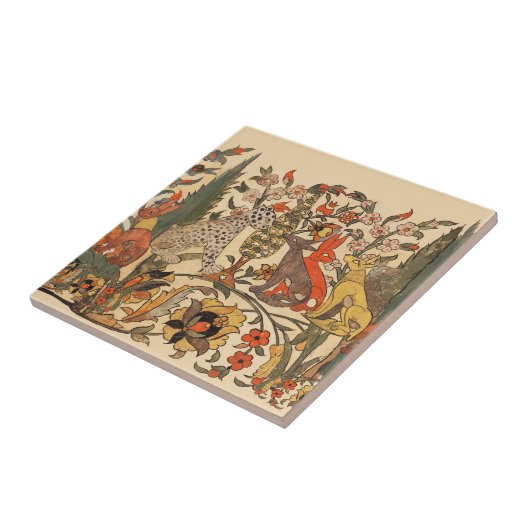 CARREAU ANIMAUX FORESTIERS, LEOPARD, JACKALS, RABBITS, FLE (Côté)