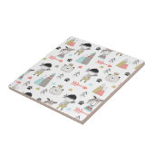 Carreau Animaux mignons de région boisée et motif indien (Côté)