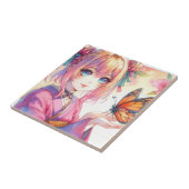 Carreau Anime Girl tenant un papillon (Côté)