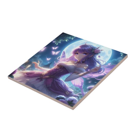 Carreau Anime Girl Violet Papillon Aile Lune Fée (Côté)