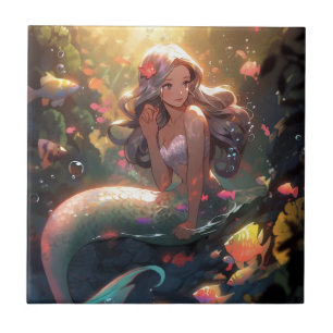 Carreau Anime Mermaid Girl Imaginaire Art