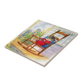 Carreau Années 1930 adorable chaton napper sur rocker de p (Côté)