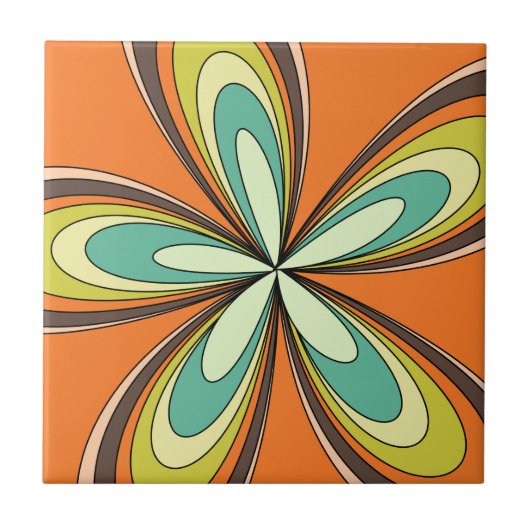 Carreau Années 60 super les années 70 Hippie Fleur Orange (Devant)