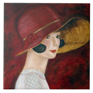 Carreau Années folles Années 1920 Flapper Girl en Casquett
