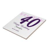 Carreau anniversaire 40 ans nom date année épingle florale (Côté)