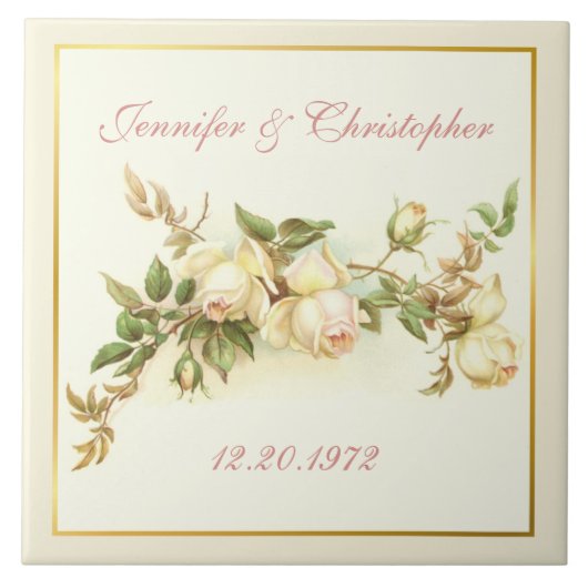Carreau Anniversaire de jet de rose blanc (Devant)