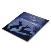 Carreau Anniversaire du Mariage de nuit bleu lapin personn (Côté)