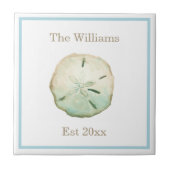 Carreau Anniversaire du Mariage du dollar de sable de plag (Devant)