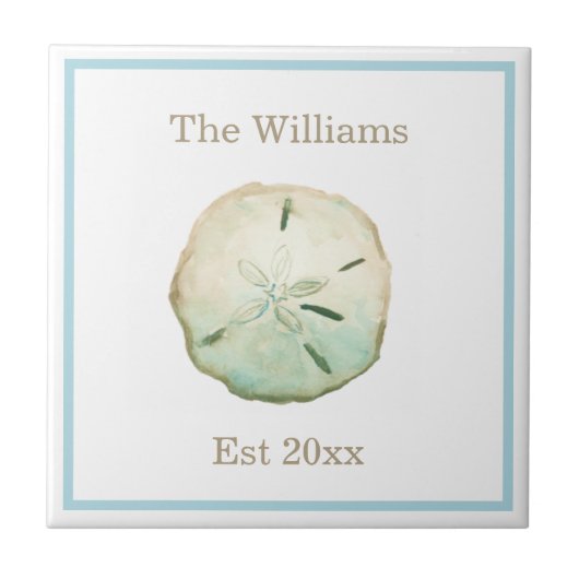 Carreau Anniversaire du Mariage du dollar de sable de plag (Devant)