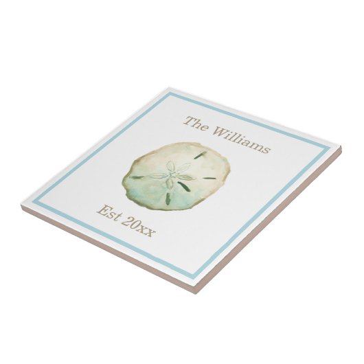 Carreau Anniversaire du Mariage du dollar de sable de plag (Côté)