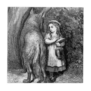 Carreau Antique art rouge capot et imaginaire de loup