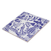 Carreau Antique Blue Willow China Pattern Vintage (Côté)