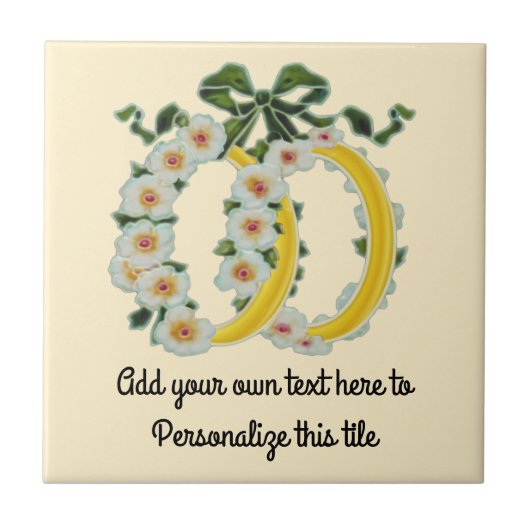 Carreau Antique de Repro ivoire Double Rings & Flowers (Devant)