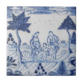 Carreau Antique Delft Tile-Pastoral Scène-Bleu & Blanc-10 (Devant)