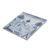 Carreau Antique Delft Tile-Pastoral Scene-Blue & White 5 (Côté)