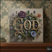 Carreau Antique Floral Gold GOD Word Sign