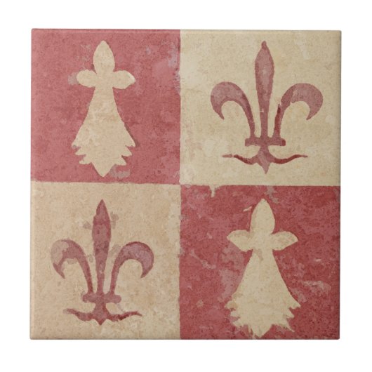 Carreau Antique French Mediaeval Fleur de Lis Pattern (Devant)