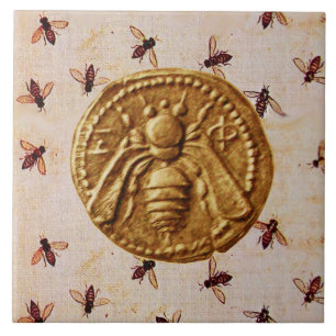 CARREAU ANTIQUE HONEY BEE COIN ET FLYING BEES