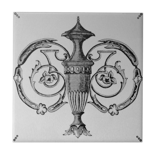 Carreau Antique Néoclassique de l'Ourn Transférware Repro (Devant)