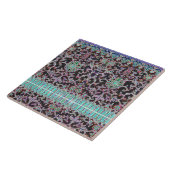 Carreau Antique orientale motif floral violet turquoise (Côté)