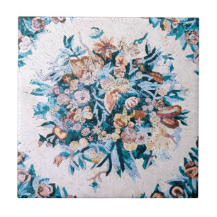 Carreau Antique Romain Italien Élégant Floral Mosaïque Ble