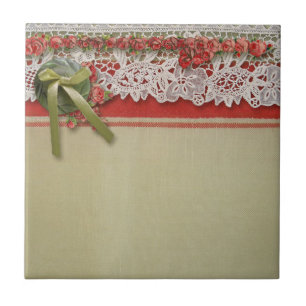 Carreau Antique Rose dentelle Rustique Rouge Victorien Bur