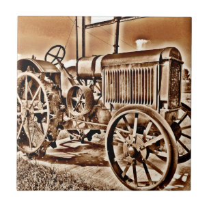Carreau Antique Tracteur Équipement Agricole Classic Sepia