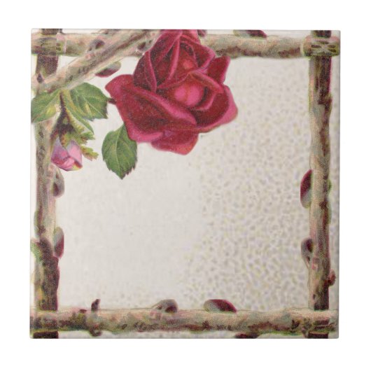 Carreau Antique victorienne vintage ancienne rose rustique (Devant)