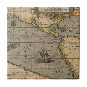 Carreau Antique vieille carte inspirée (14) étiquette de b