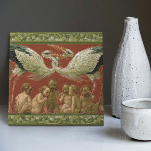 Carreau Anton Seder's Tender Storks Art Nouveau Wall