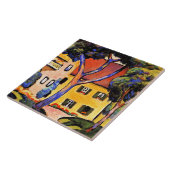 Carreau Août Macke art, Maison dans un paysage (Côté)