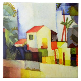 Carreau Août Macke Bright House aquarelle peinture