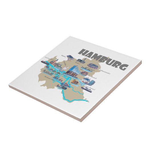 Carreau Aperçu de carte de Hambourg (Côté)