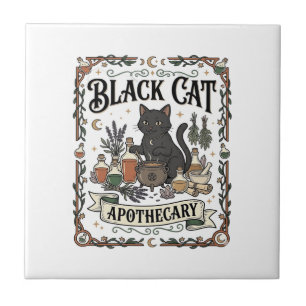 Carreau Apothicaire Chat Noir Chat Sorcière Mystique Apoth