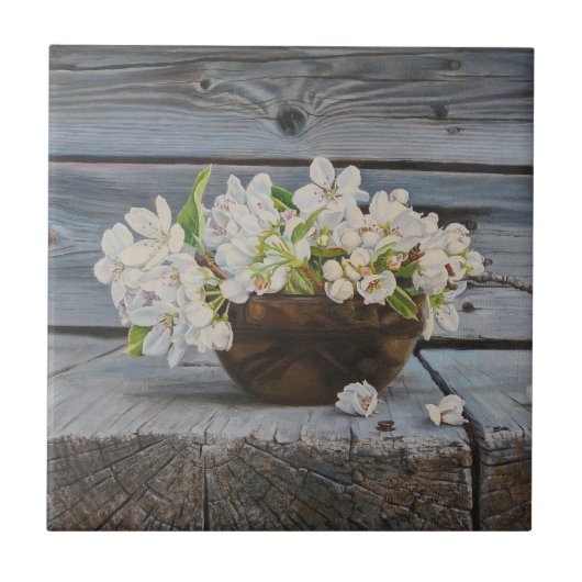 Carreau Apple Blossom Still Life – Original Fine Art Print (Devant)